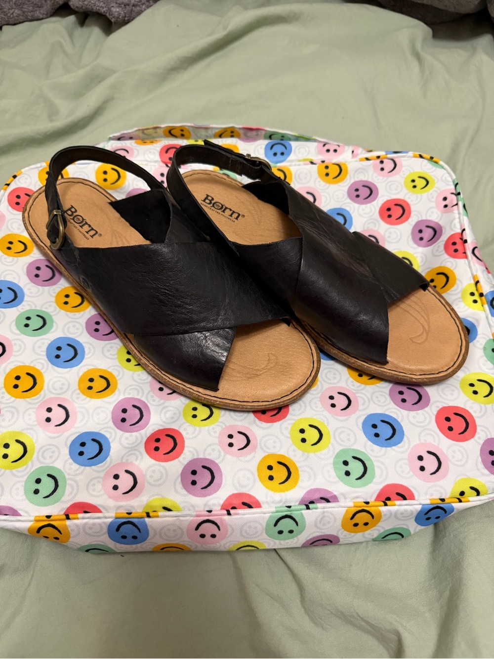 Born Black Leather Crisscross Slingback Sandals - Picture 3 of 5
